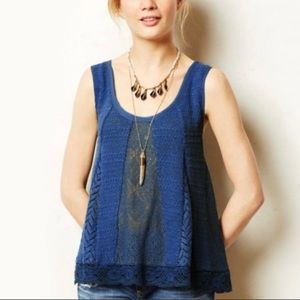 Anthropologie Meadow Rue Carrigan Top XS Crochet Lace Swing Bohemian